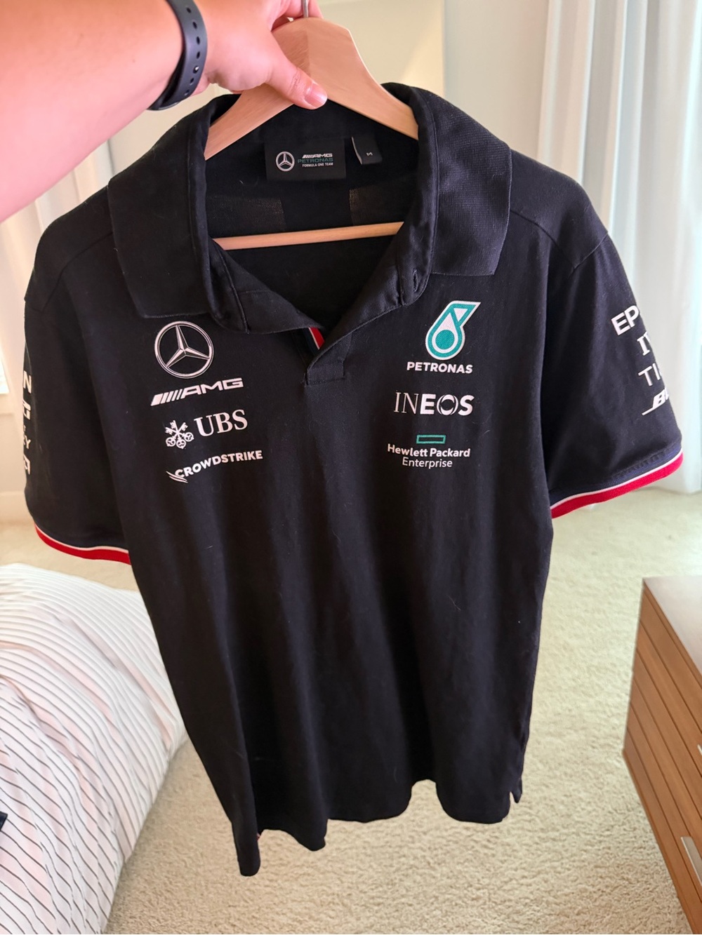 Mercedes AMG Petronas Black Polo with Teal Accents